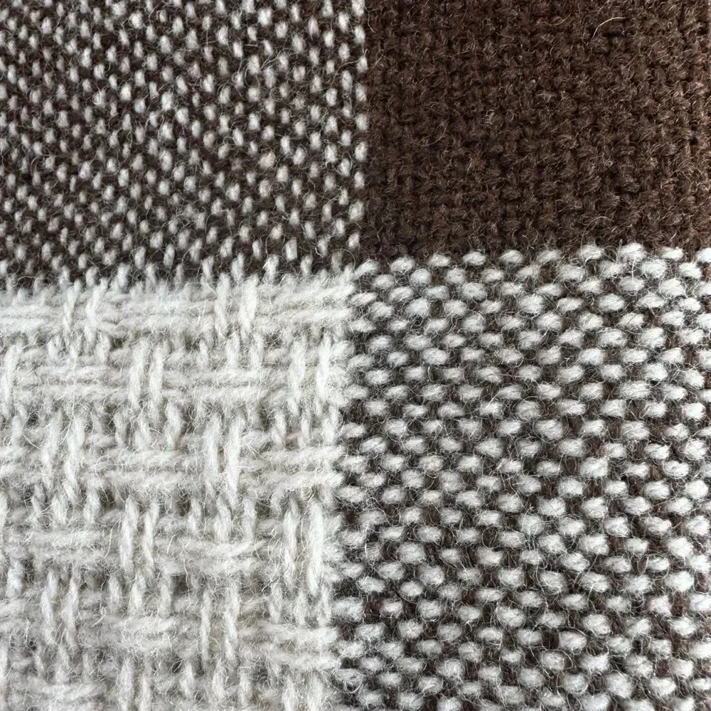FARIBO Brown and Cream Plaid Throw Blanket EUC